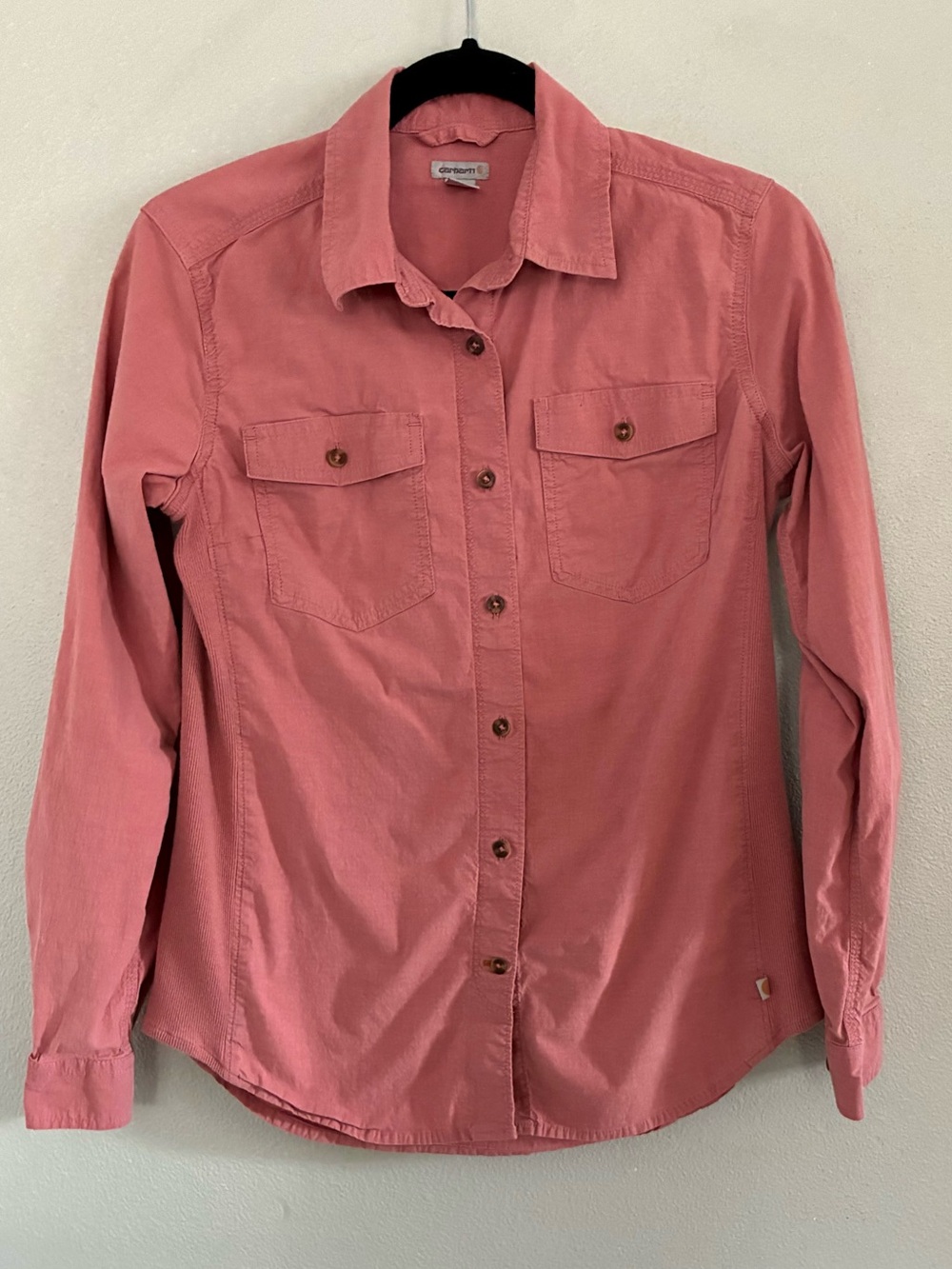 Carhartt Women’s Pink Utility Button Front Shirt Workwear Long Sleeve Small